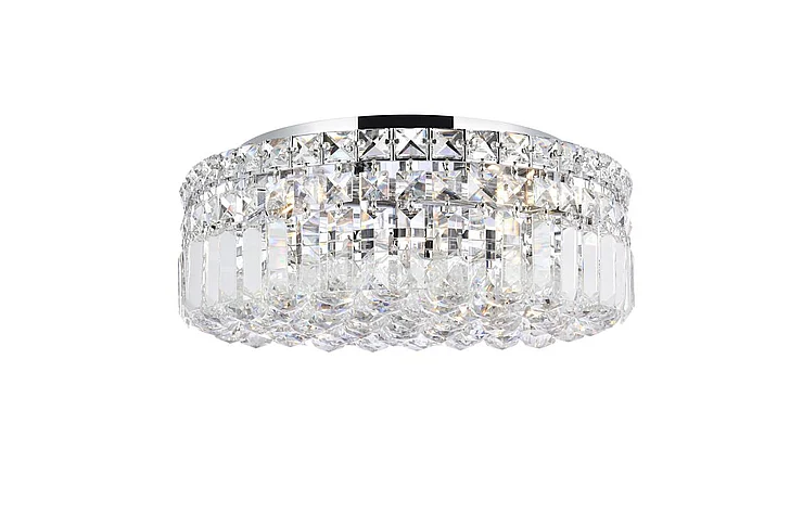 Elegant Maxime 5 Light Chrome Flush Mount Clear Royal Cut Crystal V2030F16C/RC