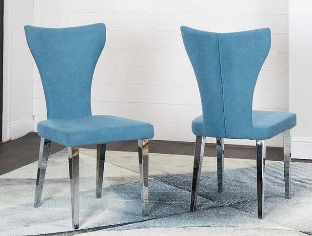 Sunset Trading Asher Side Chair (Set of 2) in Chrome/Aqua ND027-03