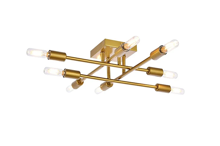 Elegant Script 8 Lights Brass Flush Mount LD2351BR
