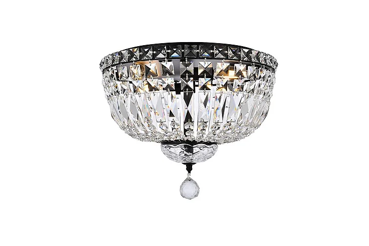 Elegant Tranquil 14 In. Black Flush Mount V2528F14BK/RC