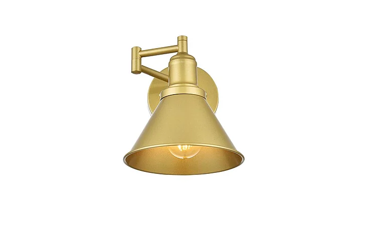 Elegant Judson 1 Light Brass Swing Arm Wall Sconce LD7326W7BRA