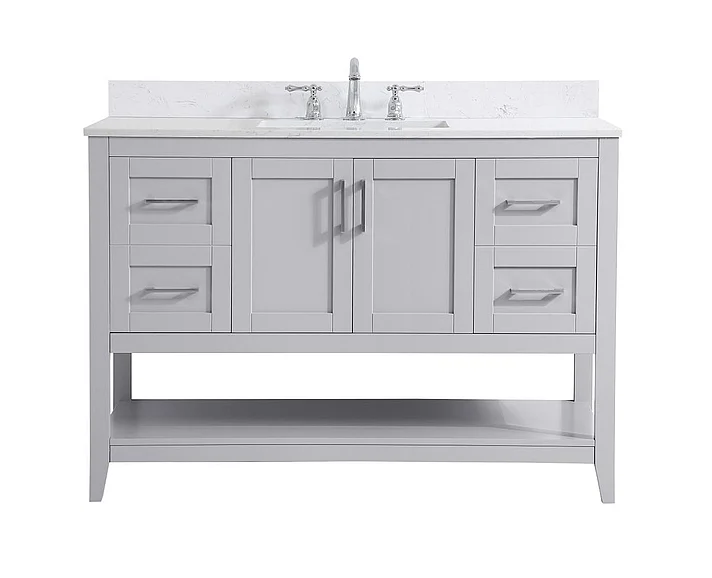 Elegant 48 In. Single Bathroom Vanity in Grey with Backsplash VF16048GR-BS
