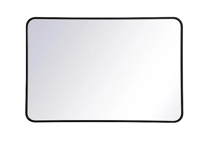 Elegant Soft Corner Metal Rectangular Mirror 27X40 In. in Black MR802740BK
