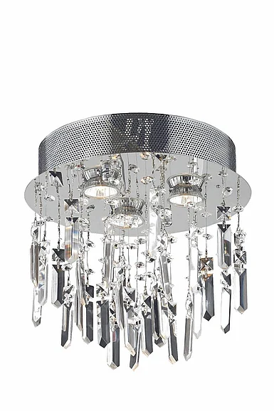Elegant Galaxy 3 Light Chrome Flush Mount Clear Royal Cut Crystal V2006F13SC/RC