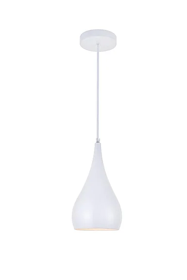 Elegant Nora 1 Light White Pendant LDPD2001WH