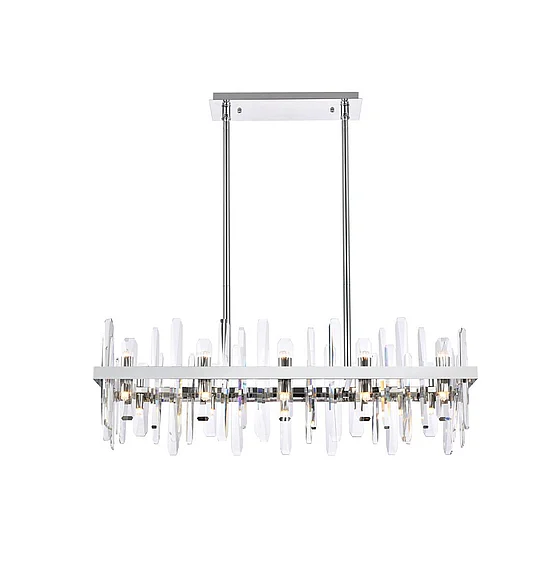 Elegant Serena 36 In. Crystal Rectangle Chandelier in Chrome 2200G36C