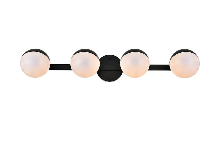 Elegant Majesty 4 Light Black and Frosted White Bath Sconce LD7305W29BLK CLOSEOUT