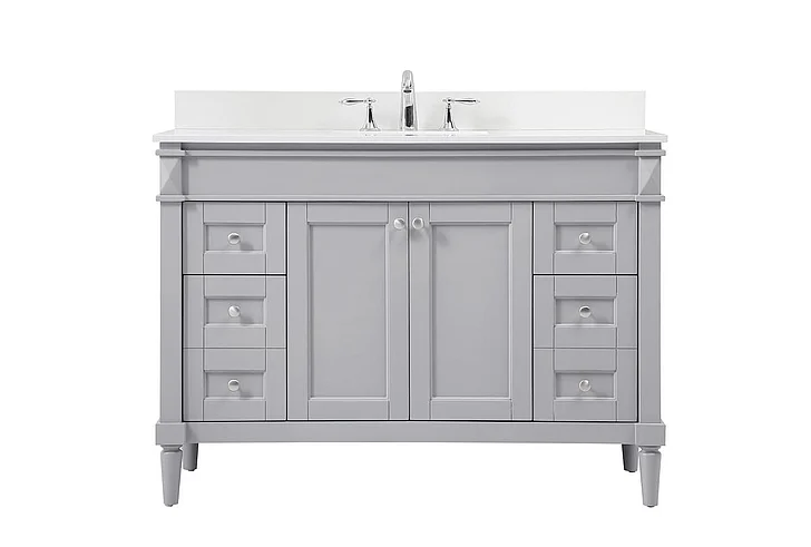 Elegant 48 In. Single Bathroom Vanity in Grey with Backsplash VF31848GR-BS