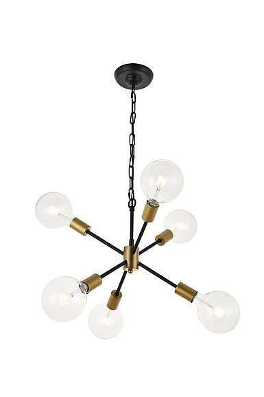 Elegant Nolan 6 Light Matte Black Pendant LD5033D16BRB