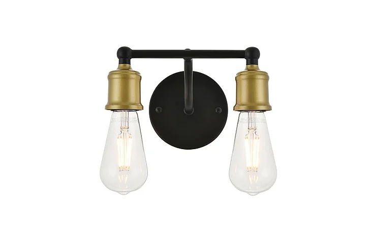 Elegant Serif 2 Light Brass and Black Wall Sconce LD4028W9BRB CLOSEOUT