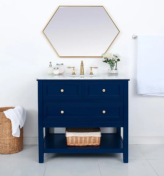 Elegant 36 In. Single Bathroom Vanity in Blue VF27036BL