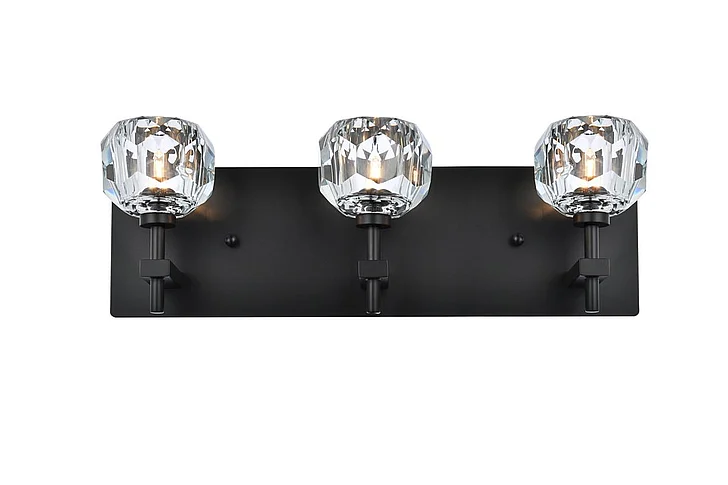 Elegant Graham 3 Light Wall Sconce in Black 3509W18BK