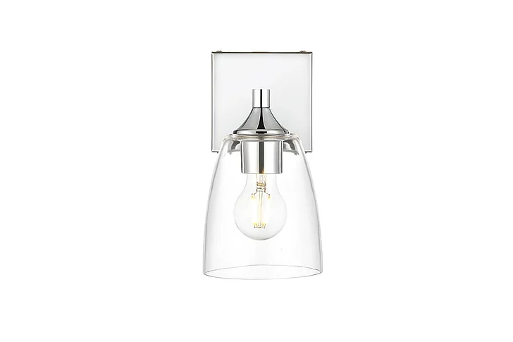 Elegant Gianni 1 Light Chrome and Clear Bath Sconce LD7307W5CH CLOSEOUT