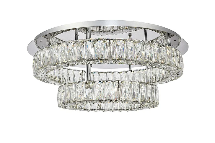 Elegant Monroe Led Light Chrome Flush Mount Clear Royal Cut Crystal 3503F26L2C