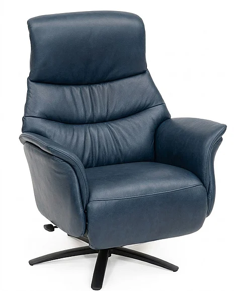 Hjort Knudsen 8051 Superior Swivel Recliner in Semi Blue 8051/MF3EL3/316/SBSBlack (Medium)