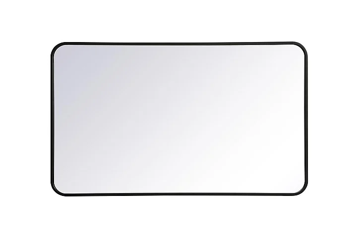 Elegant Soft Corner Metal Rectangular Mirror 24X40 In. in Black MR802440BK