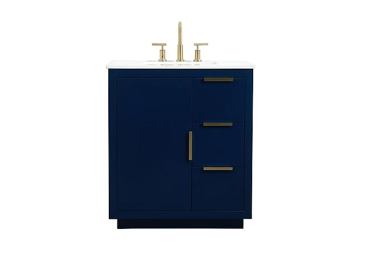 Elegant 30 In. Single Bathroom Vanity in Blue VF19430BL