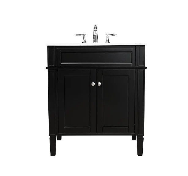 Elegant 30 In. Single Bathroom Vanity in Black VF12530BK