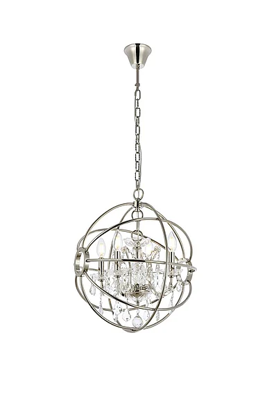 Elegant Geneva 4 Light Polished Nickel Pendant Clear Royal Cut Crystal 1130D17PN/RC