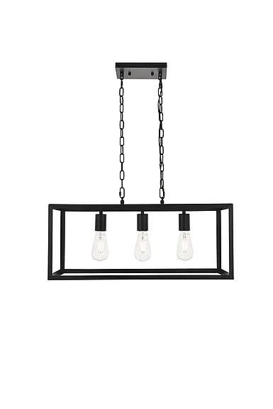 Elegant Resolute 3 Light Black Pendant LD4063D25BK