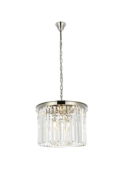 Elegant Sydney 6 Light Polished Nickel Pendant Clear Royal Cut Crystal 1238D20PN/RC