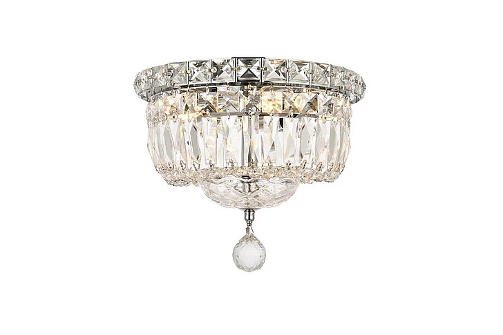 Elegant Tranquil 4 Light Chrome Flush Mount Clear Royal Cut Crystal V2528F10C/RC