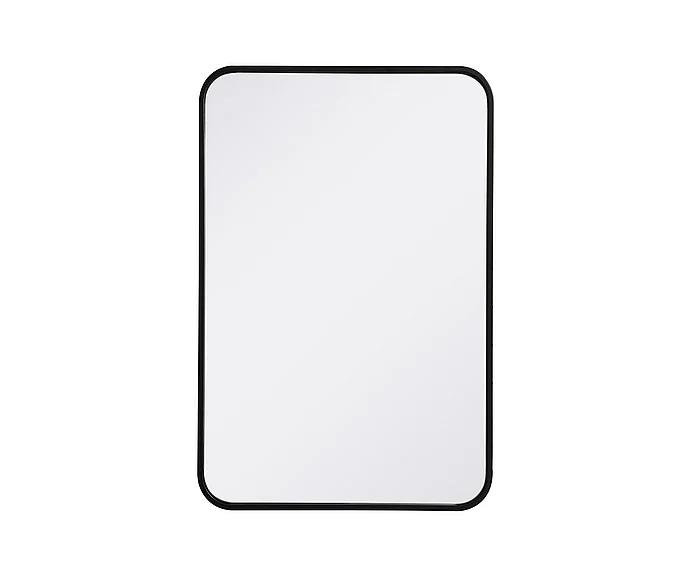 Elegant Soft Corner Metal Rectangular Mirror 20X30 In. in Black MR802030BK