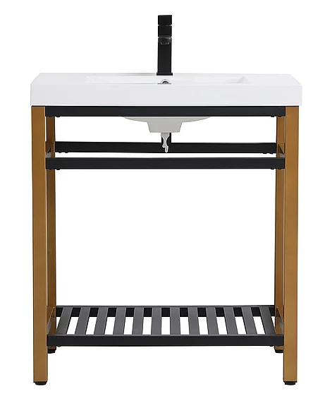 Elegant 30 In. Single Bathroom Metal Vanity in Golden Black VF14030GB CLOSEOUT