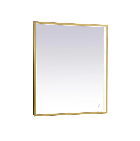 Elegant Pier 27X30 In. Led Mirror with Adjustable Color Temperature 3000K/4200K/6400K in Brass MRE62730BR