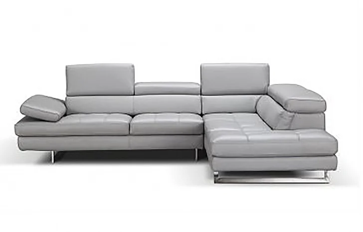J&M Aurora Italian Leather Right Hand Facing Sectional in Light Grey 18142-RHFC PROMO