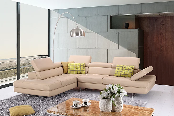 J&M Furniture A761 Italian Leather Sectional LAF in Peanut 1785523-LHFC PROMO