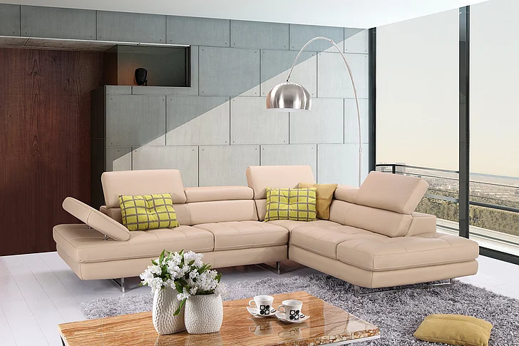 J&M Furniture A761 Italian Leather Sectional RAF in Peanut 1785523-RHFC PROMO