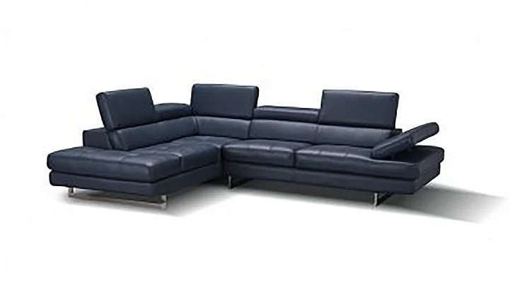 J&M A761 Italian Leather Left Hand Facing Sectional in Blue 178553-LHFC PROMO