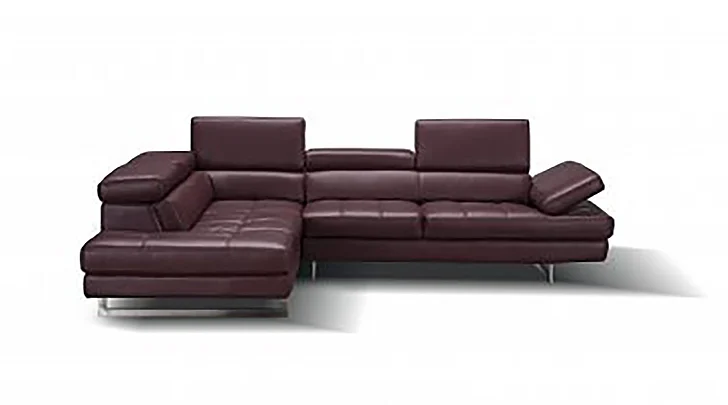 J&M A761 Italian Leather Left Hand Facing Sectional in Maroon 178556-LHFC PROMO