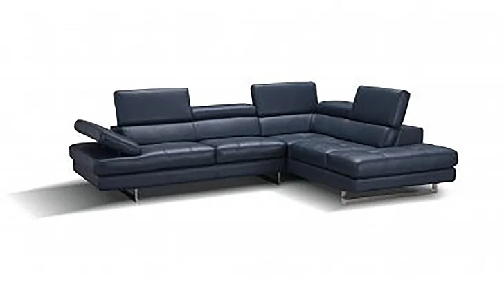 J&M A761 Italian Leather Right Hand Facing Sectional in Blue 178553-RHFC PROMO