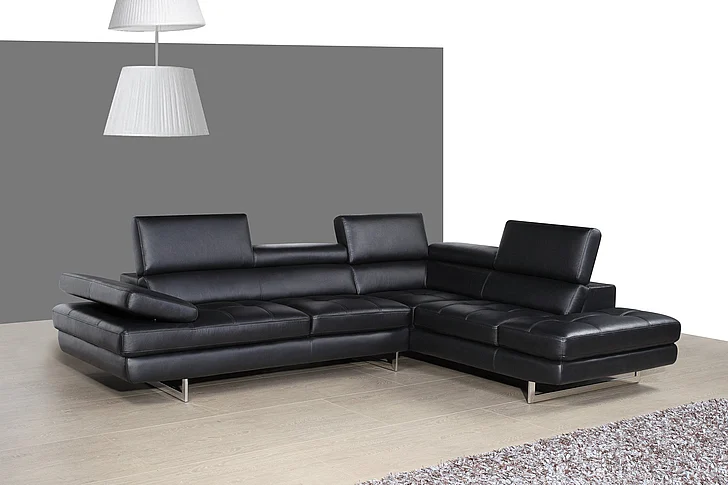 J&M Furniture A761 Italian Leather Sectional RAF in Slate Grey 178552-RHFC PROMO