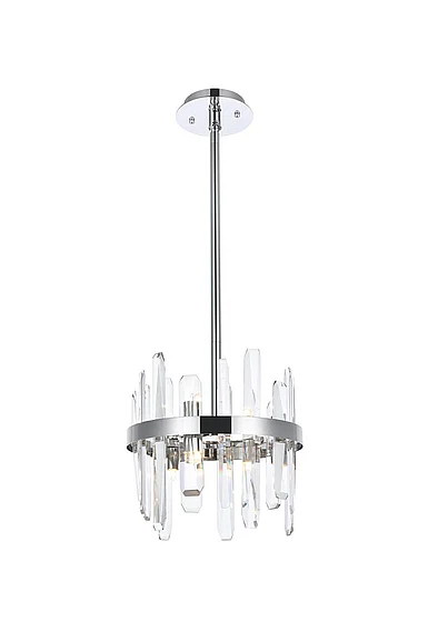 Elegant Serena 12 In. Crystal Round Pendant in Chrome 2200D12C