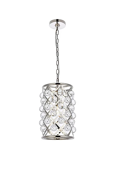 Elegant Madison 1 Light Polished Nickel Pendant Clear Royal Cut Crystal 1204D8PN/RC