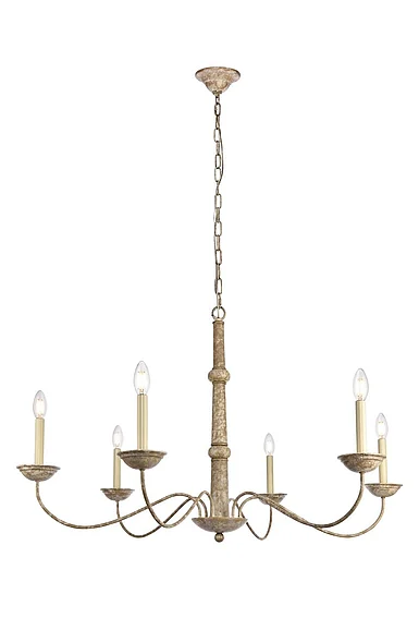 Elegant Merritt Collection Chandelier D39.8 H24 LT:6 Weathered Dove Finish LD6007D40WD