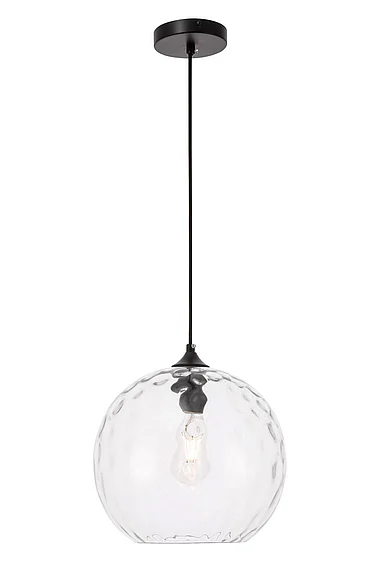 Elegant Gibson 1 Light Black and Clear Glass Pendant LD2283