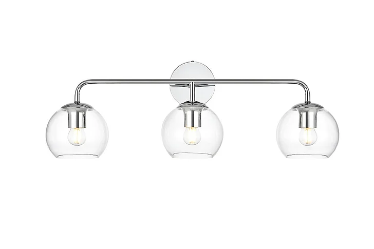 Elegant Genesis 3 Light Chrome and Clear Bath Sconce LD7321W28CH