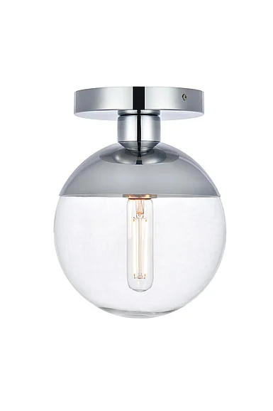 Elegant Eclipse 1 Light Chrome Flush Mount with Clear Glass LD6053C