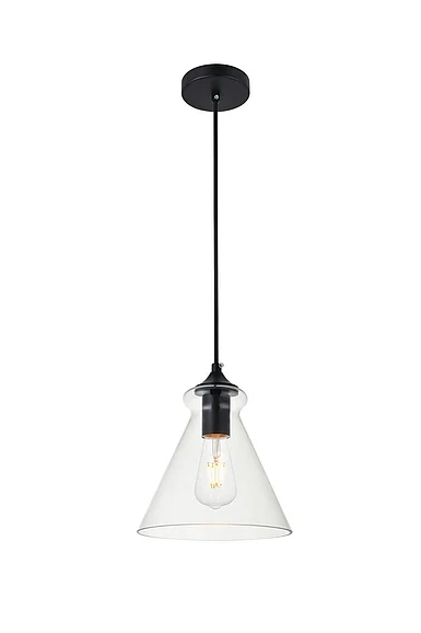 Elegant Destry 1 Light Black Pendant with Clear Glass LD2244BK