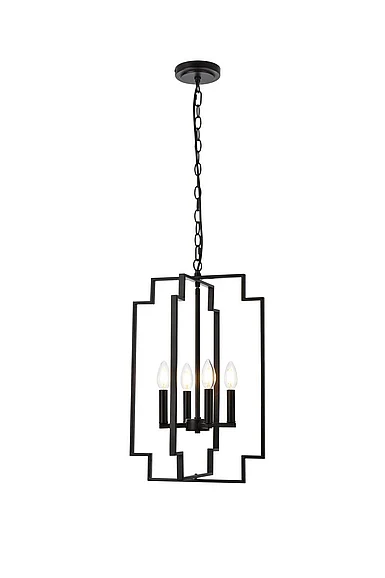 Elegant Rosenfeld 4 Lights Pendant in Black LD7066D14BK CLOSEOUT