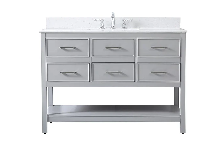 Elegant 48 In. Single Bathroom Vanity in Gray with Backsplash VF19048GR-BS