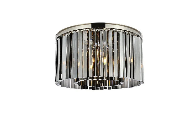 Elegant Sydney 8 Light Polished Nickel Flush Mount Silver Shade (Grey) Royal Cut Crystal 1208F26PN-SS/RC