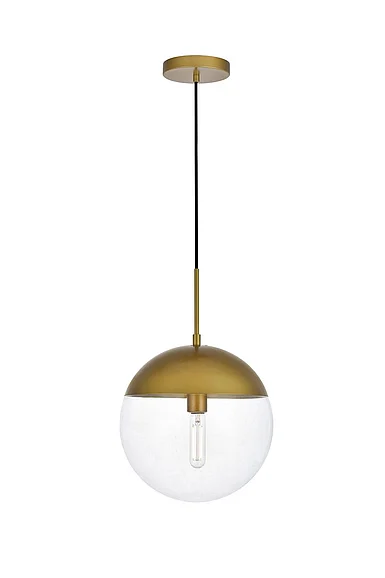 Elegant Eclipse 1 Light Brass Pendant with Clear Glass LD6043BR