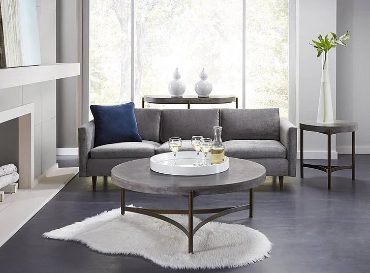 Modus Furniture Lyon 2-Piece Square Occasional Living Room Set in Medium Concrete