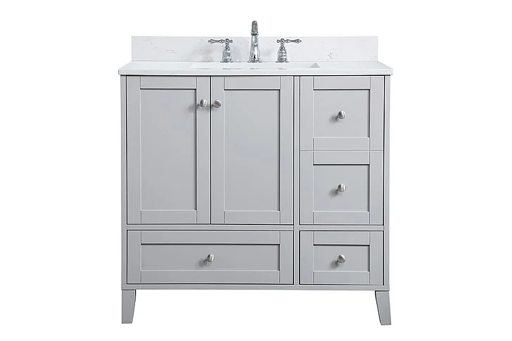 Elegant 36 In. Single Bathroom Vanity in Grey with Backsplash VF18036GR-BS
