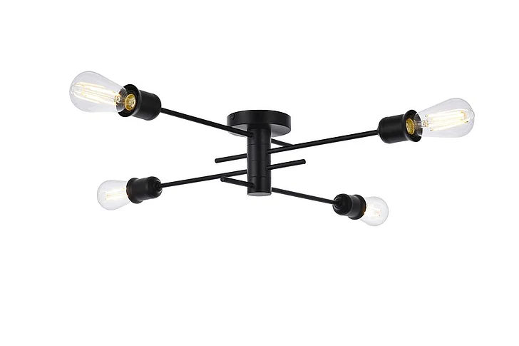 Elegant Xavier 4 Lights Flush Mount in Black LD7050F26BK